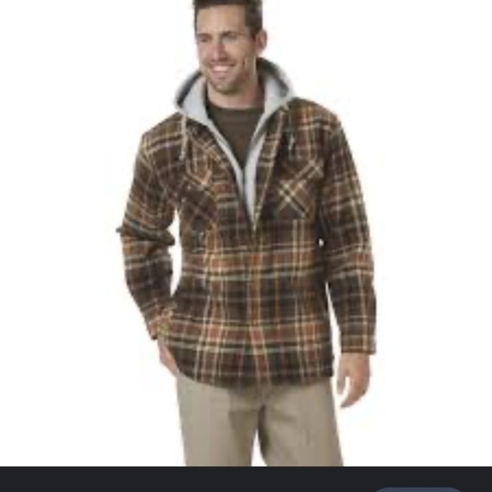 Gravel Gear Sherpa-Lined Hooded Flannel Shirt full button up and zip Jacket